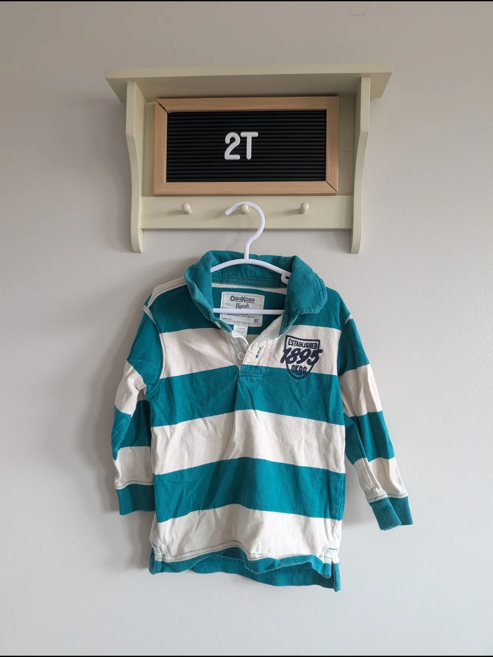 OshKosh B'gosh Teal and White Striped Rugby Polo - Kids 2T